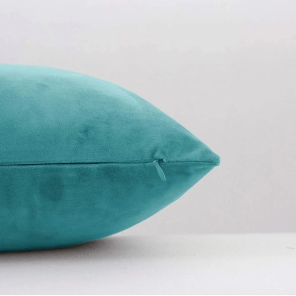 Luxury Home | Elegant Chic Turquoise Luxe Velvet Lumbar Throw Pillow Covers